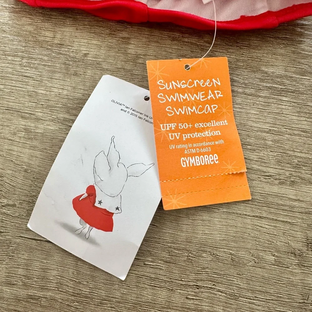 Gymboree Red Ruffled Bow Sunscreen Swimwear Cap - BNWT!